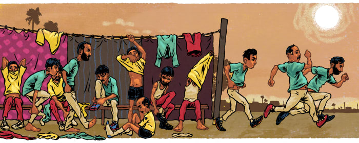 Davda’s players changed uniforms beside the field between games to pack in more matches between supposedly different teams.